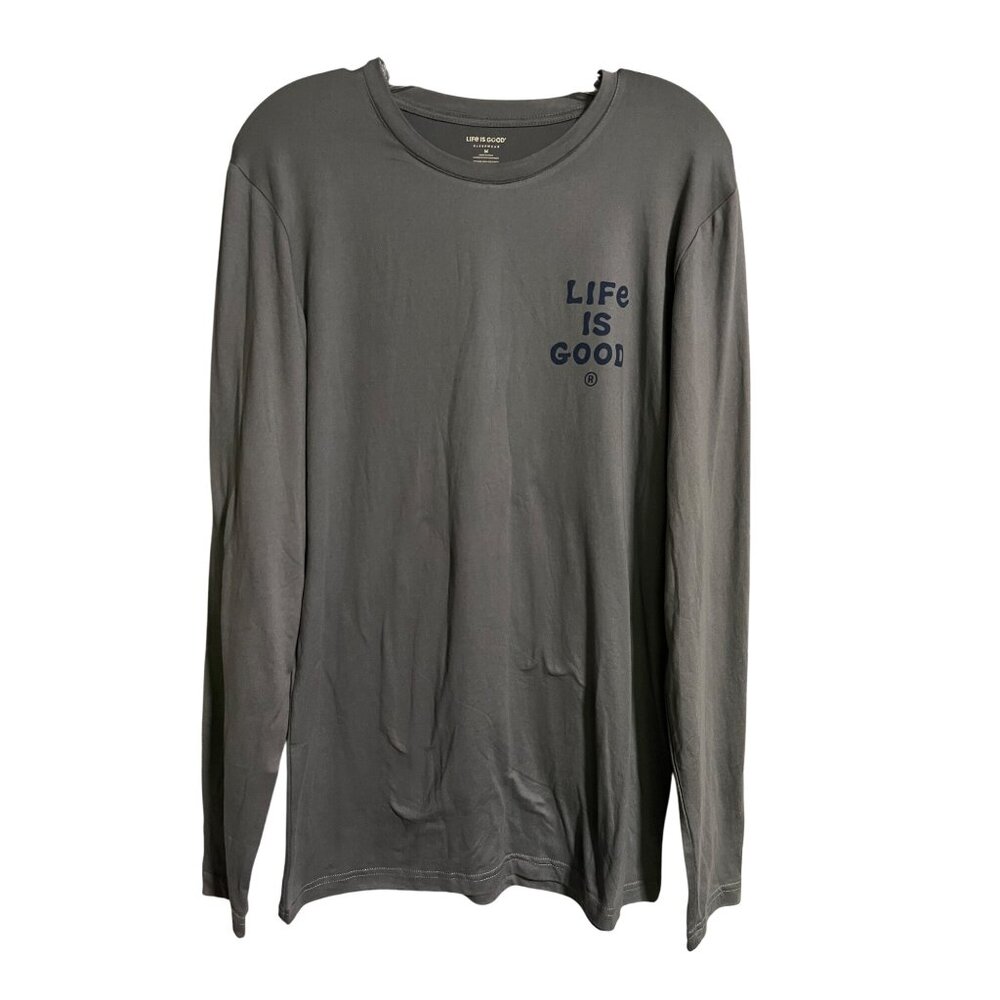 Life Is Good Sleepwear Long Sleeve Shirt Mens Medium Gray